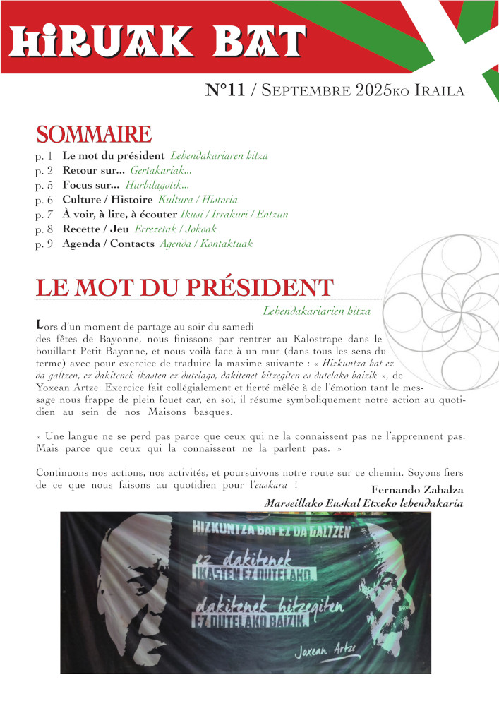 Hiruak Bat n°11 – c’est la rentrée !